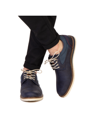 Мъжки стилни обувки, Мъжки обувки Ronan тъмно сини - Kalapod.bg